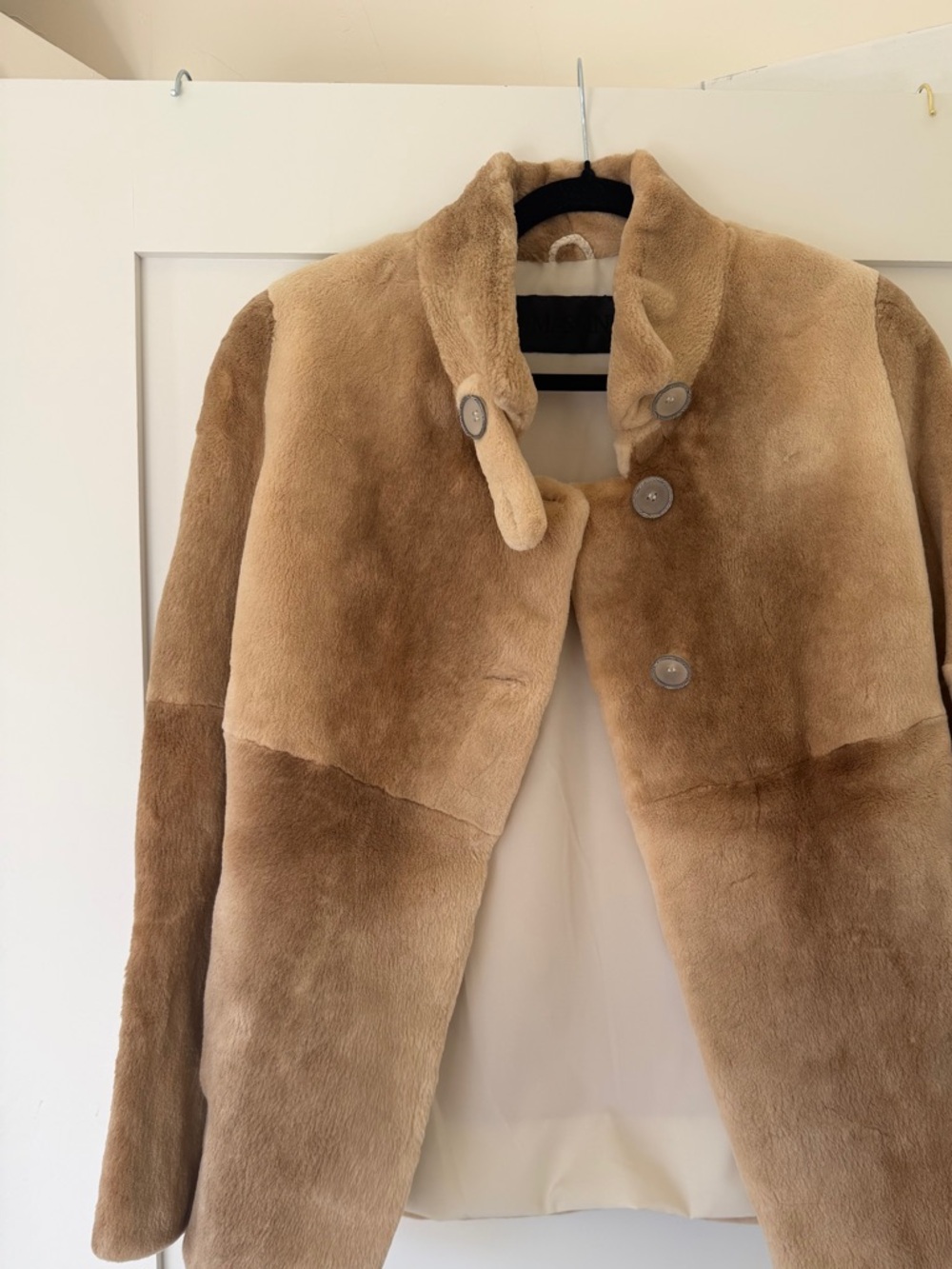 Massini Plush Teddy Jacket in Light Brown